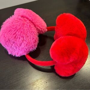 2 Girls Fuzzy Pink and Red Earmuffs